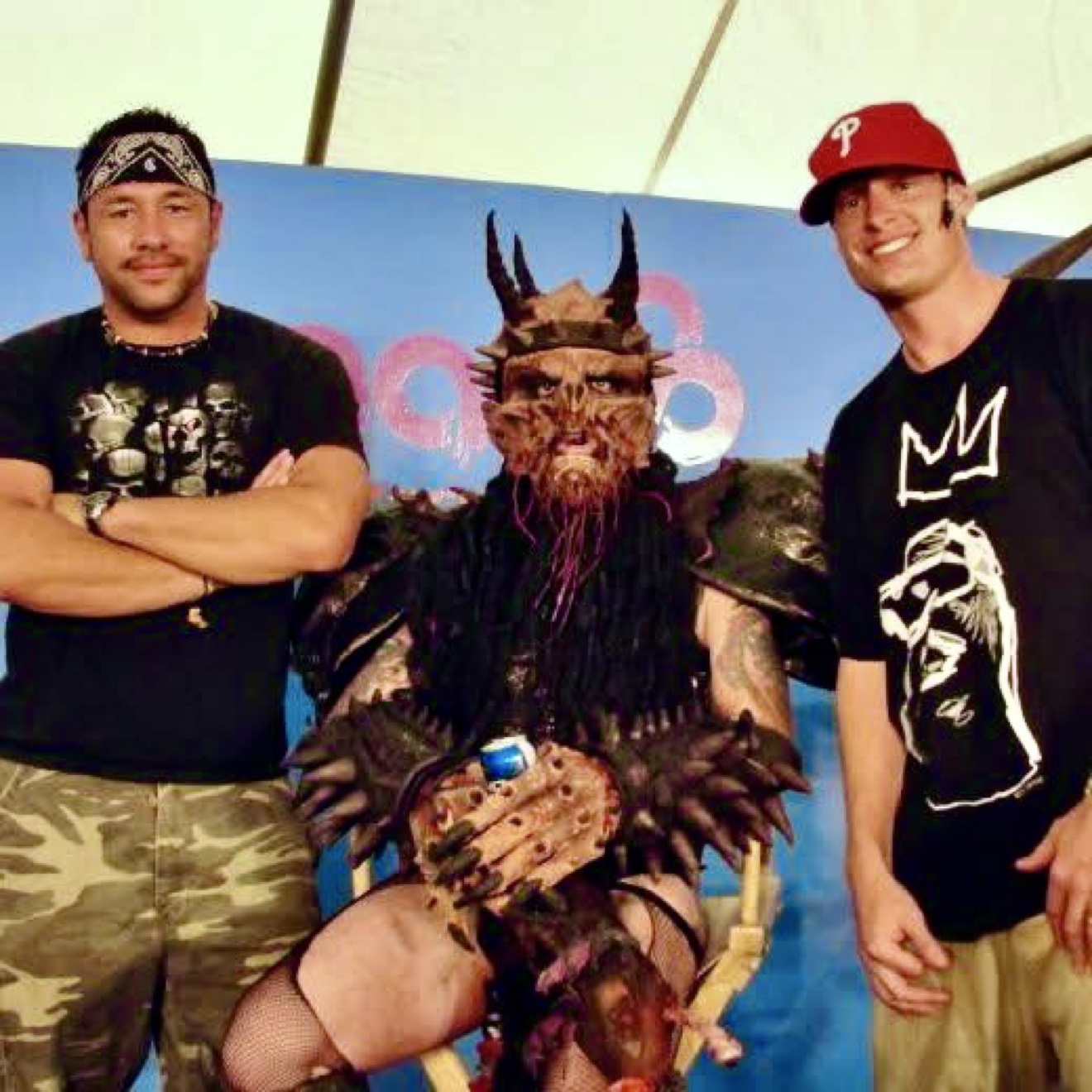 Moe Train and King B with Dave Brockie as Oderus Urungus of GWAR, in full costume