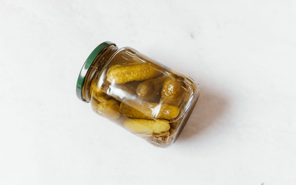 A jar of pickles, the snack Jimmy John's scaled up to a 48-ounce bucket
