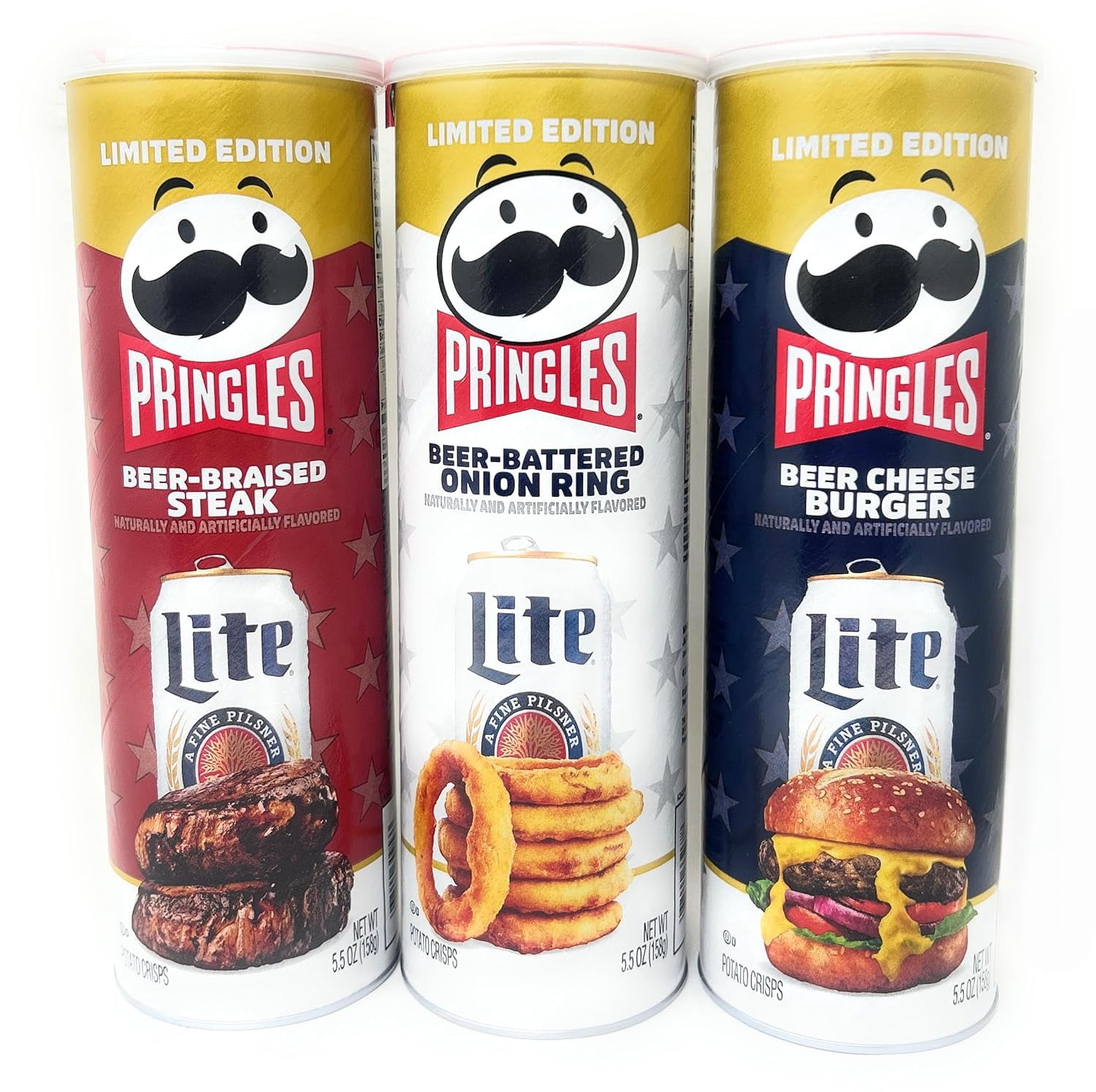 Crispy golden onion rings, the pub snack Pringles compressed into a single chip