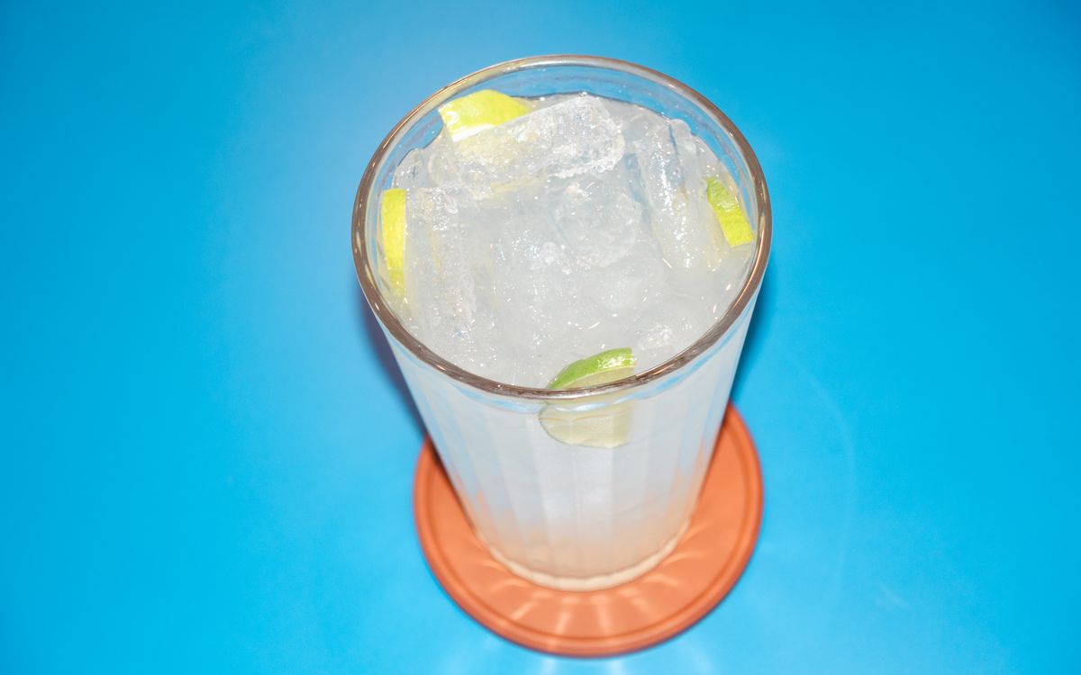 A bright blue frozen lemonade, the color of Wetzel's Things' Blue Lemonade Freeze